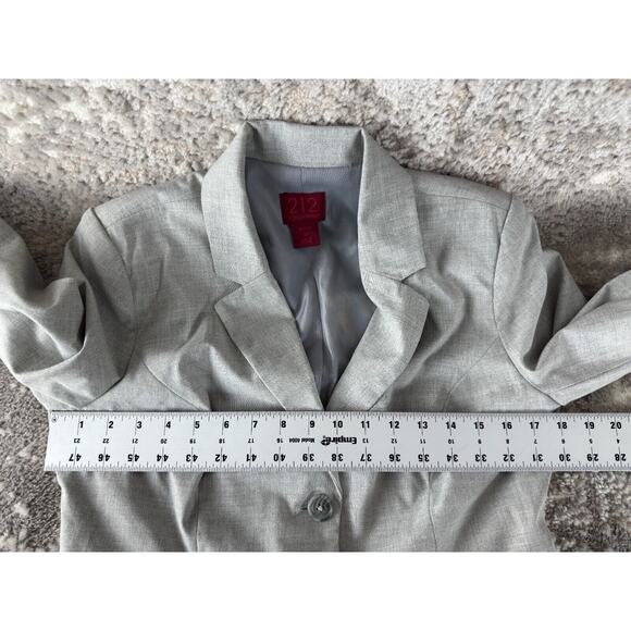 212 Collection Petite 8P 2 Button Notched Blazer Jacket Gray Long Sleeve Lined - Picture 5 of 9